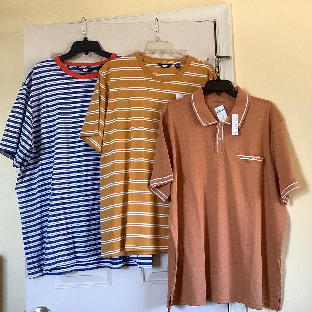 Lands’ End Bundle(3)Men's Short Sleeve Tee Shirt/Supima Polo Multi Colors SZ XXL